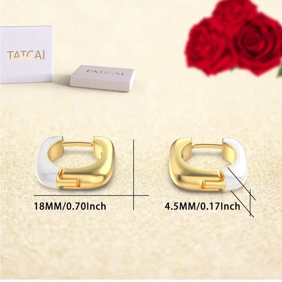 # 16 Sterling Silver Chunky Enamel Huggie Hoop Earrings - Picture 4 of 8